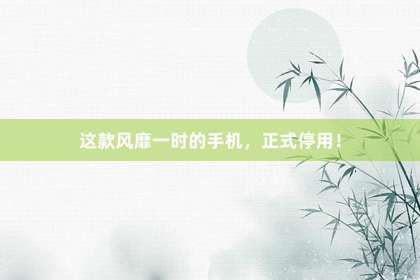 这款风靡一时的手机，正式停用！