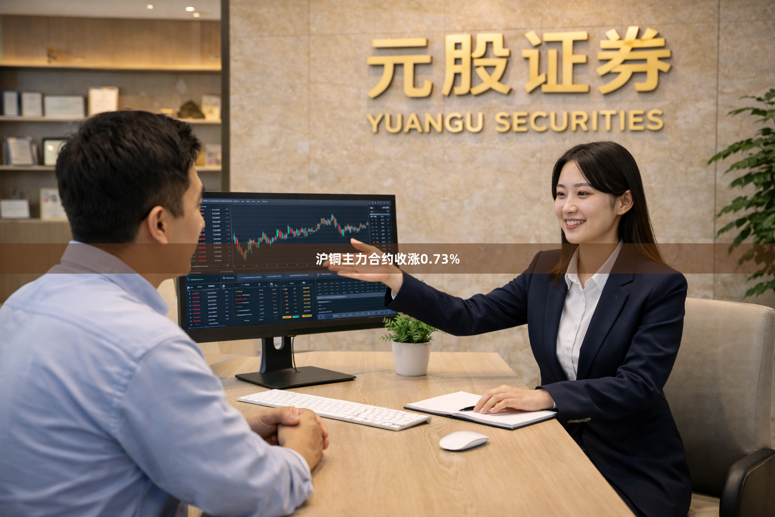 沪铜主力合约收涨0.73%