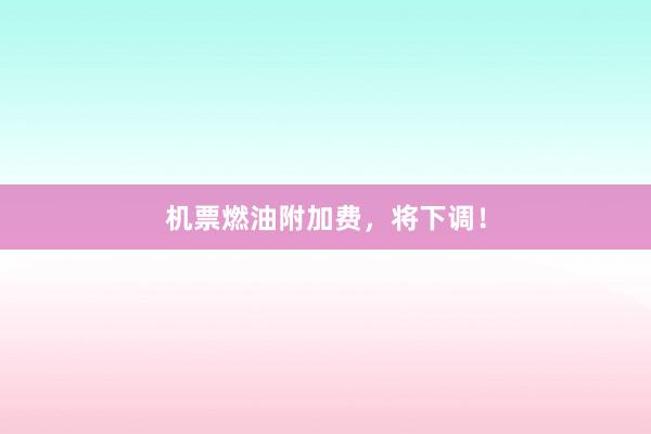 机票燃油附加费,将下调!