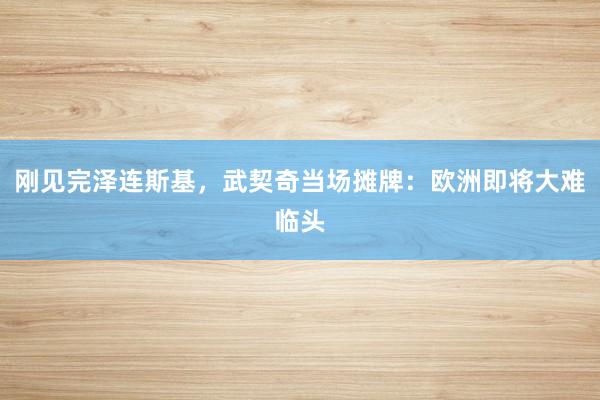 刚见完泽连斯基，武契奇当场摊牌：欧洲即将大难临头