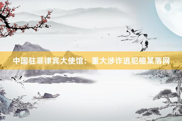 中国驻菲律宾大使馆：重大涉诈逃犯檀某落网