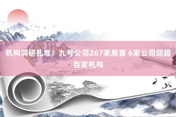机构调研扎堆！九号公司267家居首 6家公司迎超百家机构