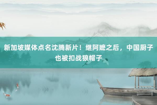 新加坡媒体点名沈腾新片！继阿嬷之后，中国厨子也被扣战狼帽子