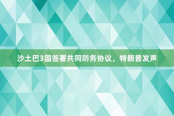 沙土巴3国签署共同防务协议，特朗普发声