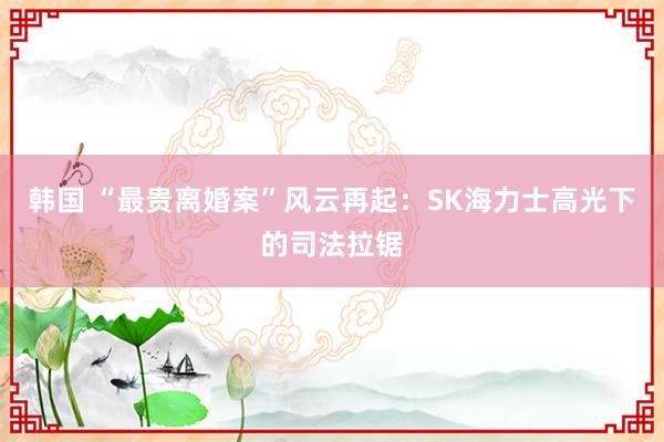 韩国 “最贵离婚案”风云再起：SK海力士高光下的司法拉锯