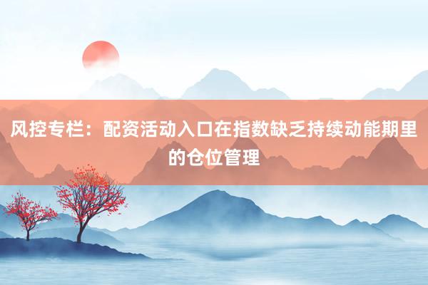 风控专栏：配资活动入口在指数缺乏持续动能期里的仓位管理