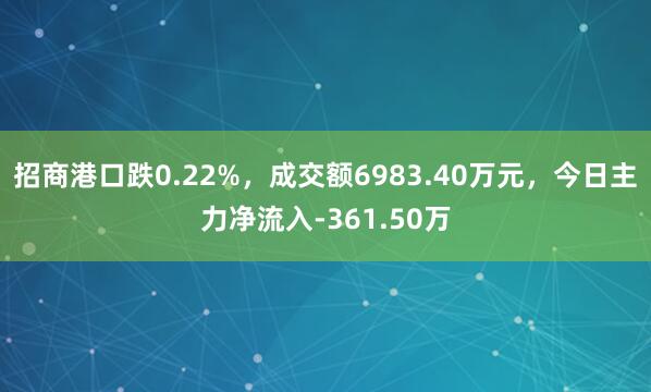 招商港口跌0.22%，成交额6983.40万元，今日主力净流入-361.50万