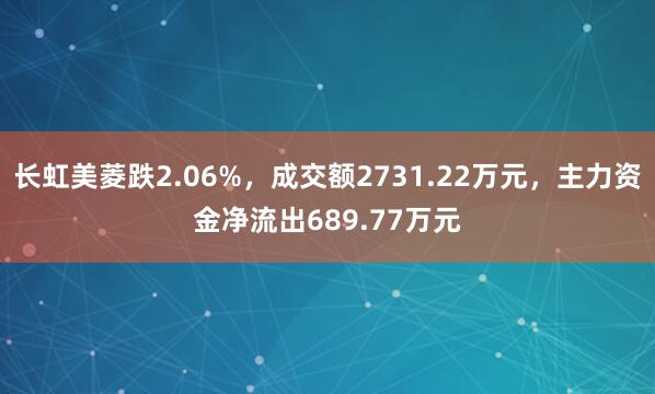 长虹美菱跌2.06%，成交额2731.22万元，主力资金净流出689.77万元