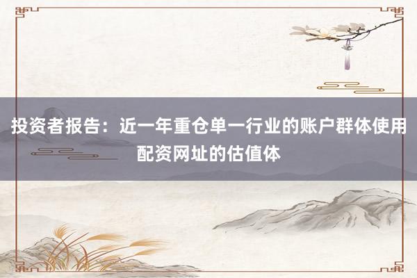 投资者报告：近一年重仓单一行业的账户群体使用配资网址的估值体