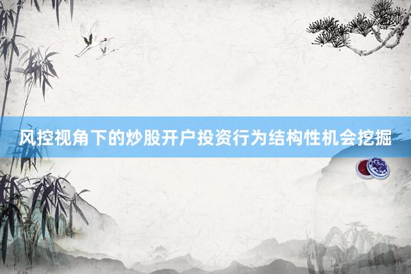 风控视角下的炒股开户投资行为结构性机会挖掘