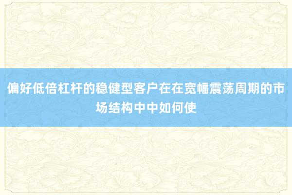 偏好低倍杠杆的稳健型客户在在宽幅震荡周期的市场结构中中如何使