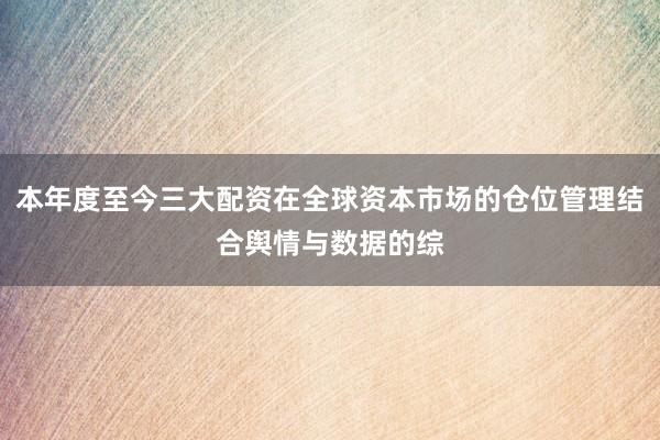 本年度至今三大配资在全球资本市场的仓位管理结合舆情与数据的综