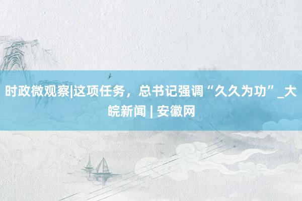 时政微观察|这项任务，总书记强调“久久为功”_大皖新闻 | 安徽网