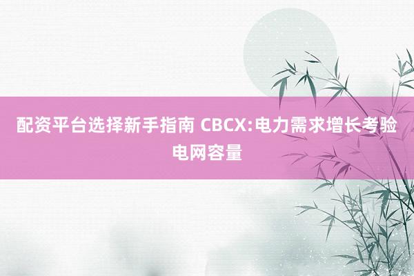 配资平台选择新手指南 CBCX:电力需求增长考验电网容量