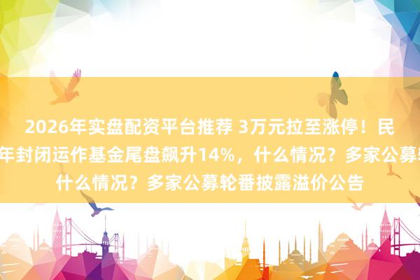 2026年实盘配资平台推荐 3万元拉至涨停！民生加银科技创新3年封闭运作基金尾盘飙升14%，什么情况？多家公募轮番披露溢价公告