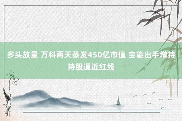 多头放量 万科两天蒸发450亿市值 宝能出手增持持股逼近红线