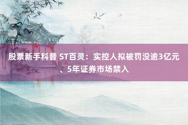 股票新手科普 ST百灵：实控人拟被罚没逾3亿元、5年证券市场禁入