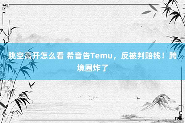 跳空高开怎么看 希音告Temu，反被判赔钱！跨境圈炸了