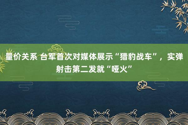 量价关系 台军首次对媒体展示“猎豹战车”，实弹射击第二发就“哑火”