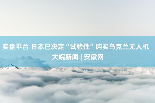 实盘平台 日本已决定“试验性”购买乌克兰无人机_大皖新闻 | 安徽网