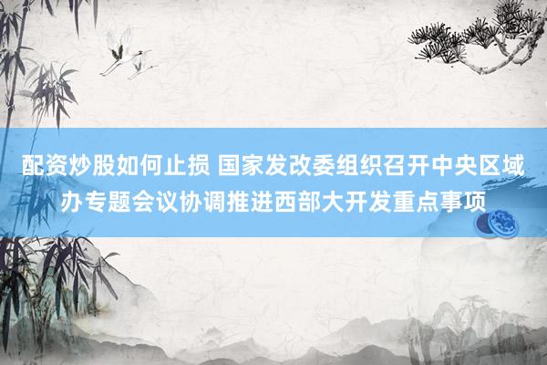 配资炒股如何止损 国家发改委组织召开中央区域办专题会议协调推进西部大开发重点事项