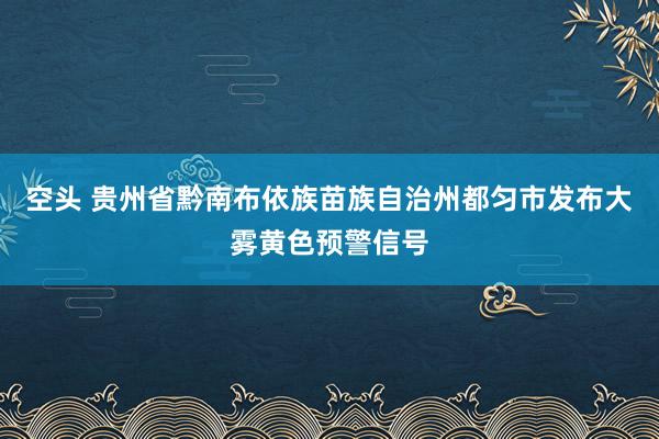 空头 贵州省黔南布依族苗族自治州都匀市发布大雾黄色预警信号
